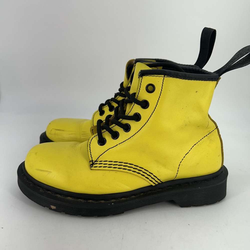 Dr.‎ Martens 101 Boots Womens Size 5 Yellow Smooth Leather Ankle Combat Lace Up - Picture 5 of 16